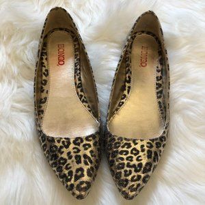 Bongo Leopard Print Flats Gold Metallic EUC Size 8